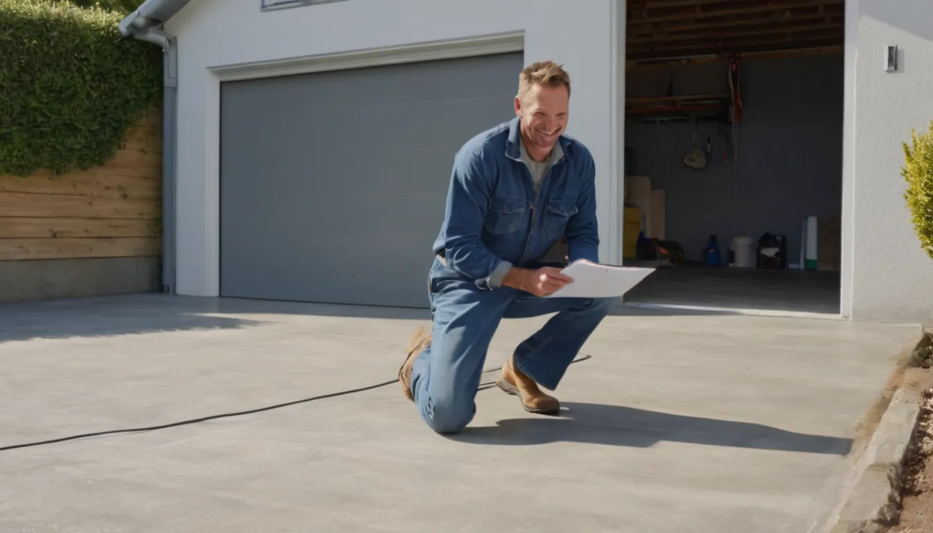 Provider reviewing a concrete floor with a homeowner in the San Jacinto area