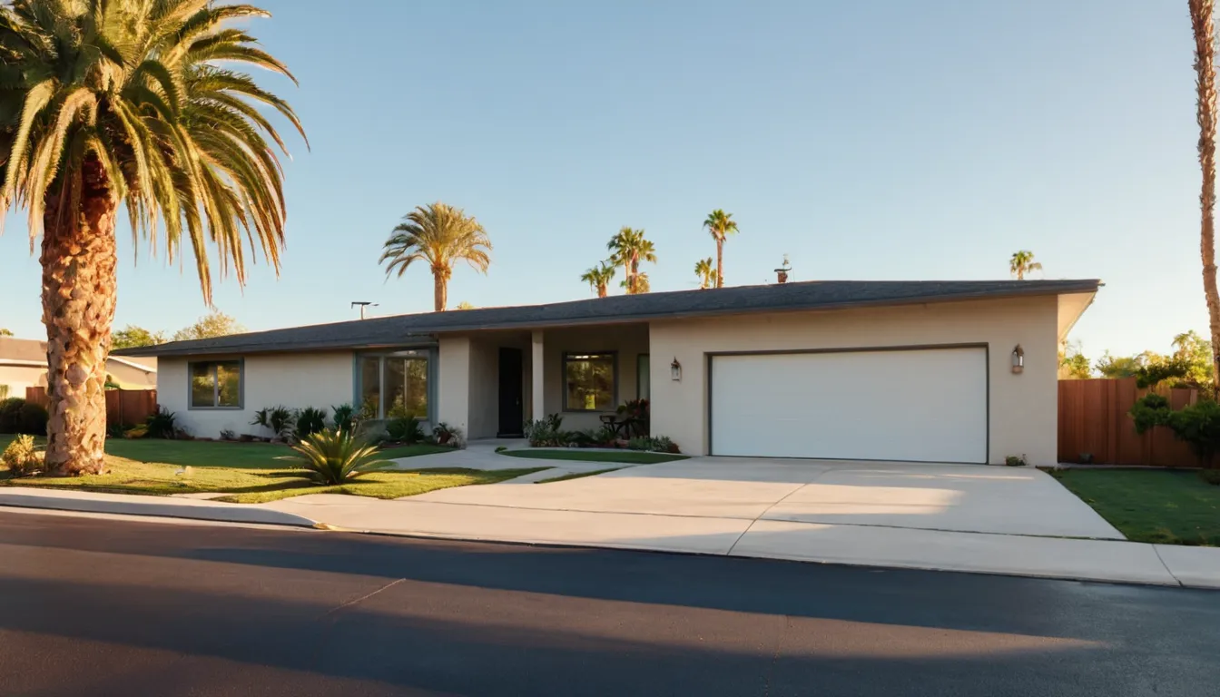 Stucco home with a tidy garage in San Jacinto